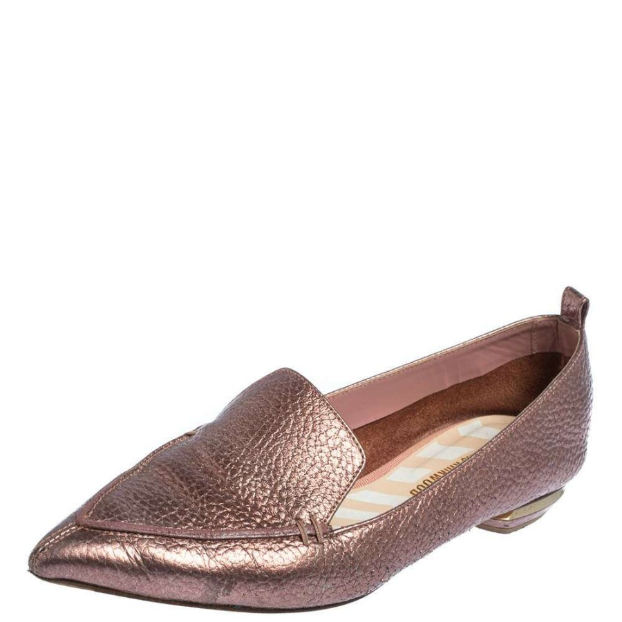 Women'S Shoes * | Nicholas Kirkwood Leather Beya Pointedtoe Loafers Size 37 For Women Metallic