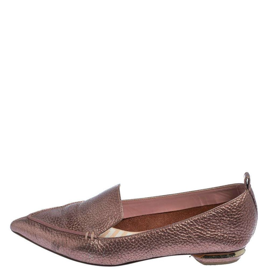 Women'S Shoes * | Nicholas Kirkwood Leather Beya Pointedtoe Loafers Size 37 For Women Metallic