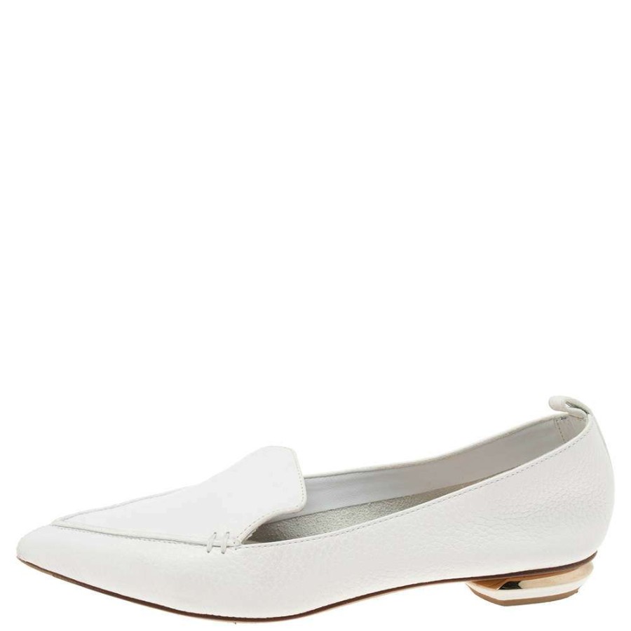 Women'S Shoes * | Nicholas Kirkwood Leather Beya Pointed Toe Ballet Flats Size 37.5 For Women White