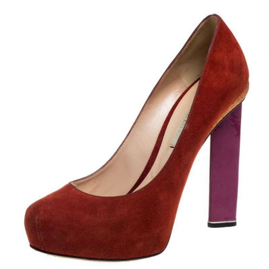 Women'S Shoes * | Nicholas Kirkwood Suede Platform Pumps Size 40 For Women Red