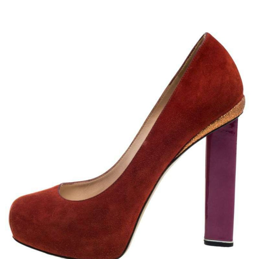 Women'S Shoes * | Nicholas Kirkwood Suede Platform Pumps Size 40 For Women Red