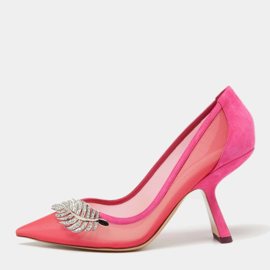 Women'S Shoes * | Nicholas Kirkwood Mesh And Suede Monstera Pumps Size 38.5 For Women Pink