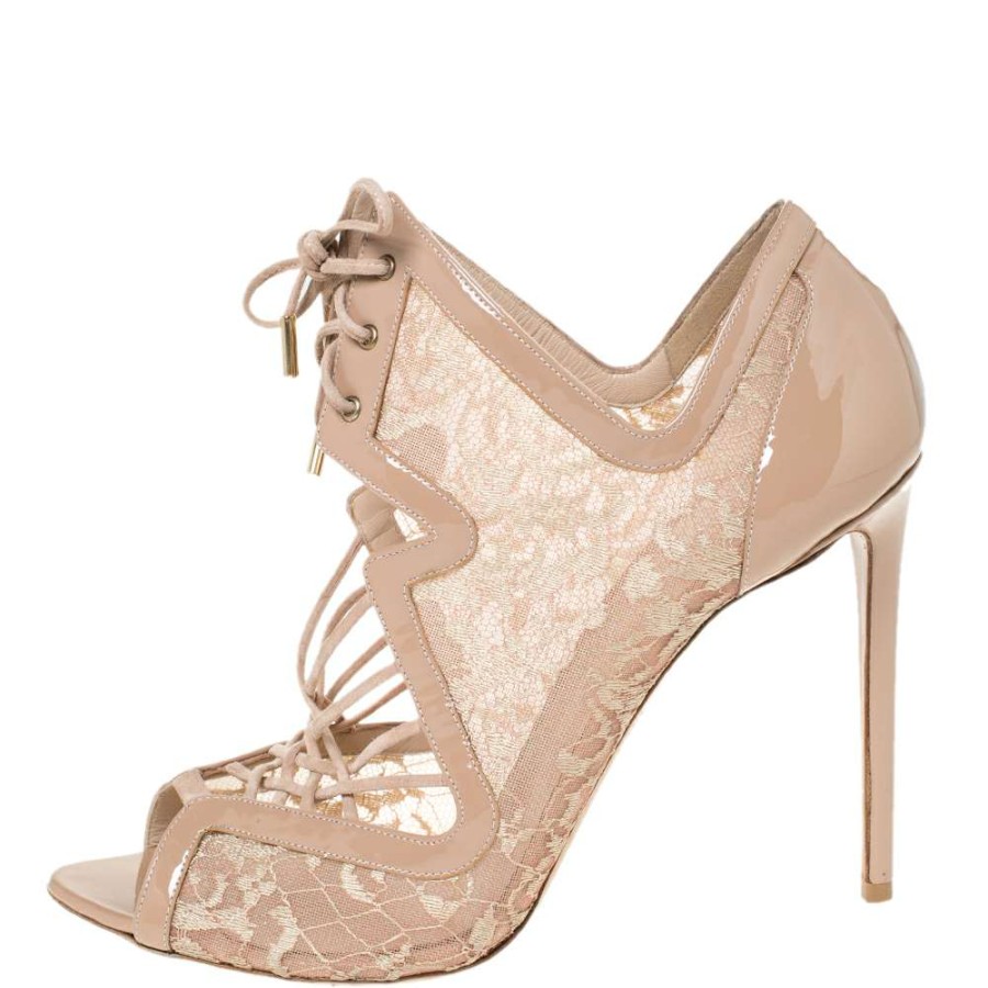 Women'S Shoes * | Nicholas Kirkwood Lace And Patent Phoenix Sandals Size 41 For Women Beige