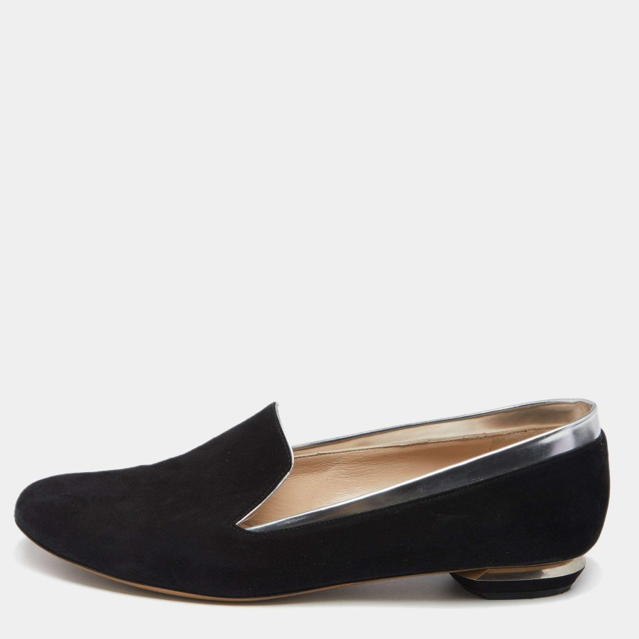 Women'S Shoes * | Nicholas Kirkwood /Silver Suede And Leather Loafers Size 41 For Women Black