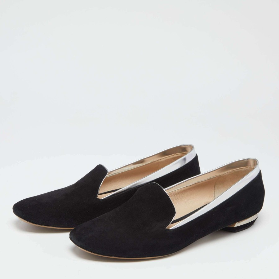 Women'S Shoes * | Nicholas Kirkwood /Silver Suede And Leather Loafers Size 41 For Women Black