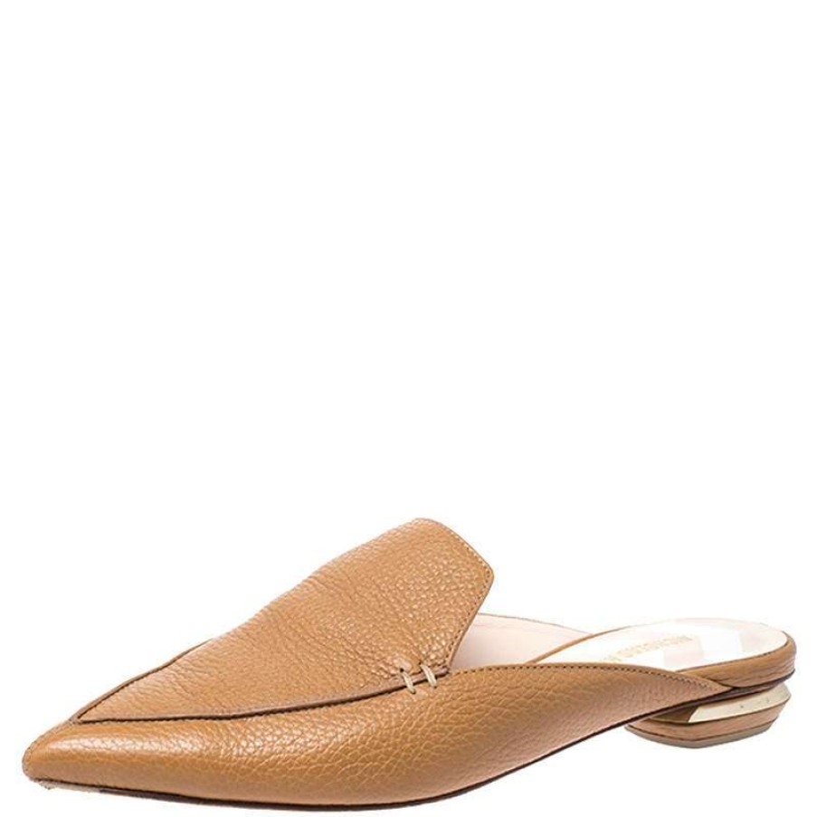 Women'S Shoes * | Nicholas Kirkwood Leather Beya Pointed Toe Mules Size 36.5 For Women Tan