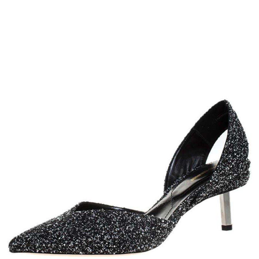 Women'S Shoes * | Nicholas Kirkwood /White Tweed Fabric Polly Boucle Slingback Pointed Toe Sandals Size 41 For Women Black