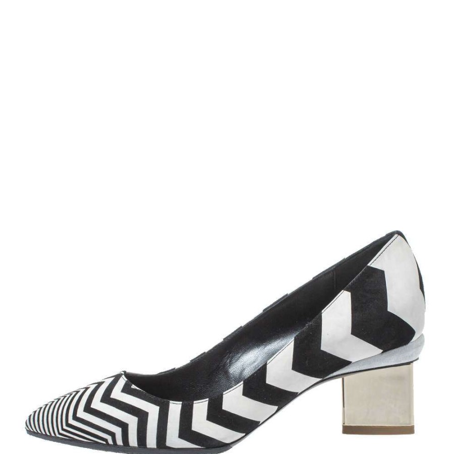 Women'S Shoes * | Nicholas Kirkwood Black/ Zigzag Print Leather Pointed Toe Pumps Size 35 For Women White