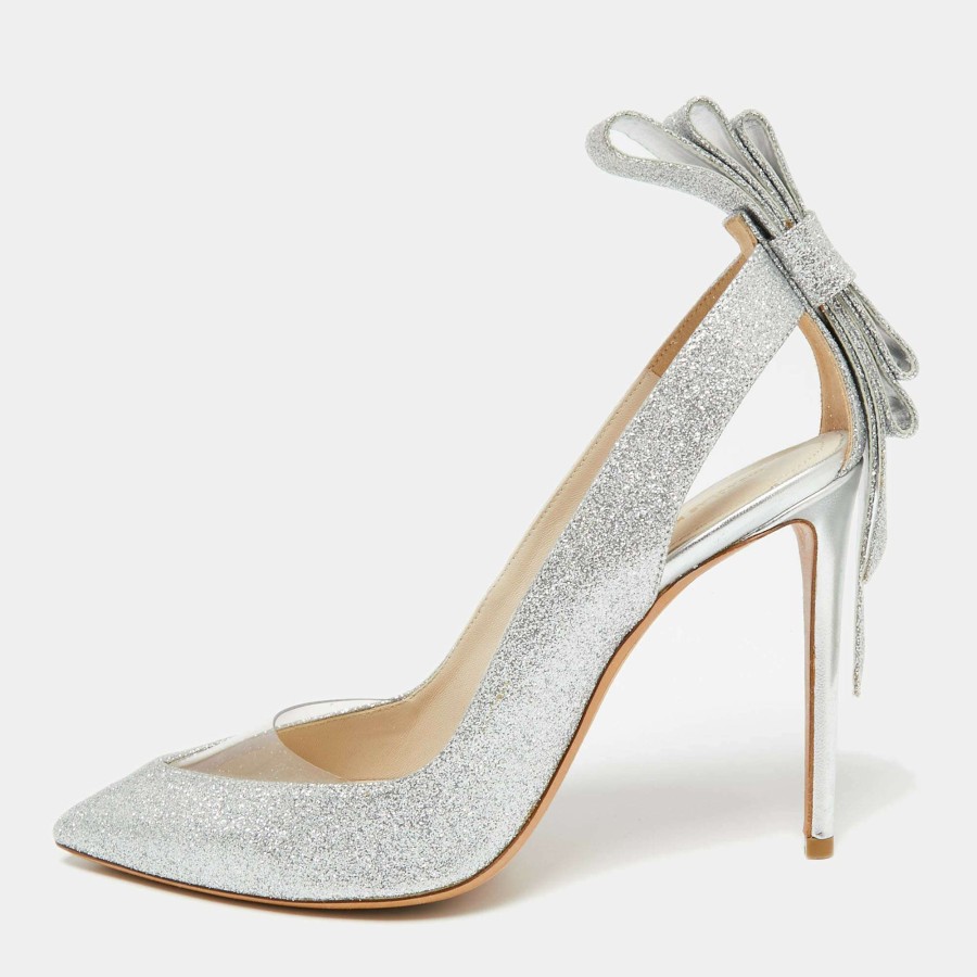 Women'S Shoes * | Nicholas Kirkwood Glitter And Pvc Bow Pumps Size 38 For Women Silver