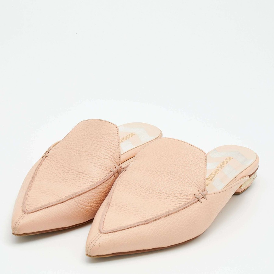 Women'S Shoes * | Nicholas Kirkwood Leather Beya Flat Mules Size 37 For Women Beige