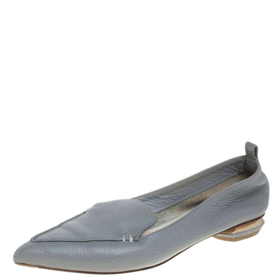 Women'S Shoes * | Nicholas Kirkwood Leather Beya Loafers Size 37 For Women Grey