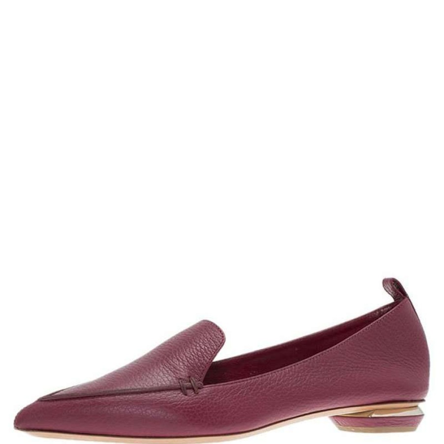 Women'S Shoes * | Nicholas Kirkwood Textu Leather Beya Pointed Toe Loafers Size 38.5 For Women Red