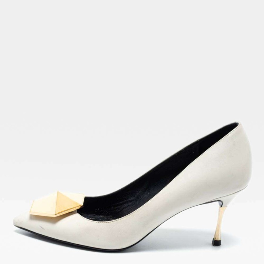 Women'S Shoes * | Nicholas Kirkwood Off Leather Hexagon Pointed Toe Pumps Size 38.5 For Women White