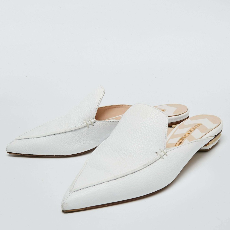 Women'S Shoes * | Nicholas Kirkwood Leather Beya Flat Mules Size 38 For Women White