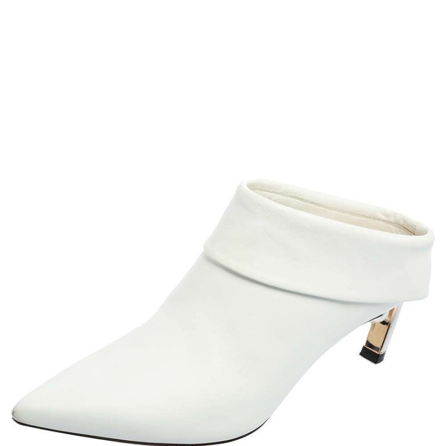 Women'S Shoes * | Nicholas Kirkwood Leather Pointed Toe Mules Size 37 For Women White