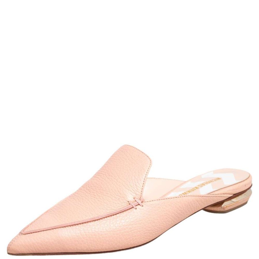 Women'S Shoes * | Nicholas Kirkwood Leather Beya Pointed Toe Flats Size 38 For Women Beige