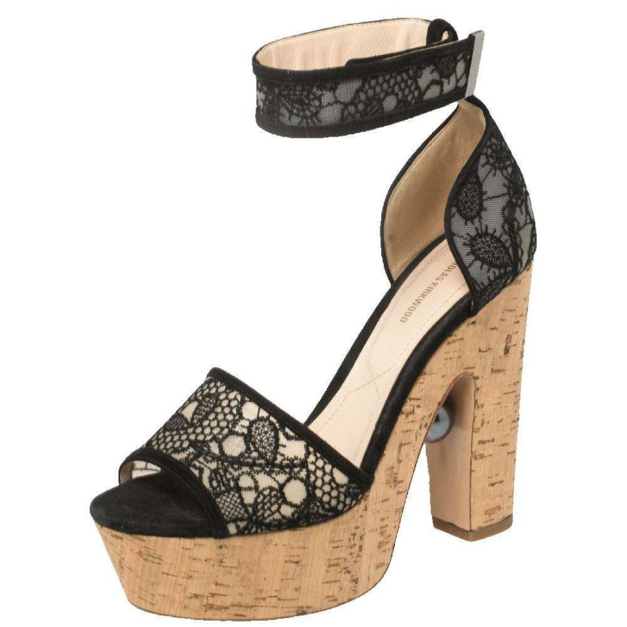 Women'S Shoes * | Nicholas Kirkwood Lace Maya Pearl Platform Ankle Strap Sandals Size 40 For Women Black