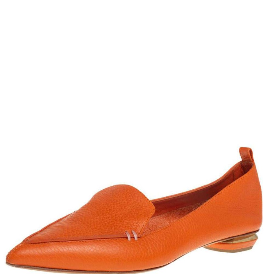 Women'S Shoes * | Nicholas Kirkwood Leather Beya Pointed Toe Loafers Size 38.5 For Women Orange