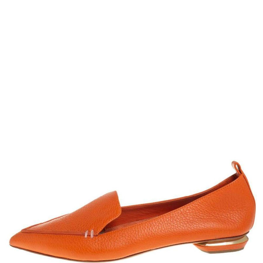 Women'S Shoes * | Nicholas Kirkwood Leather Beya Pointed Toe Loafers Size 38.5 For Women Orange