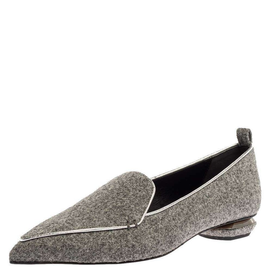 Women'S Shoes * | Nicholas Kirkwood Felt Fabric Beya Pointed Toe Flats Size 40 For Women Grey