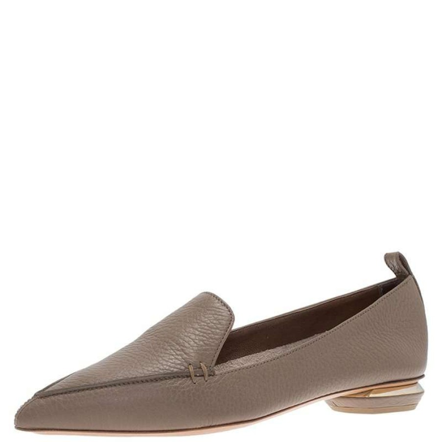 Women'S Shoes * | Nicholas Kirkwood Textured Leather Beya Pointed Toe Loafers Size 36 For Women Brown