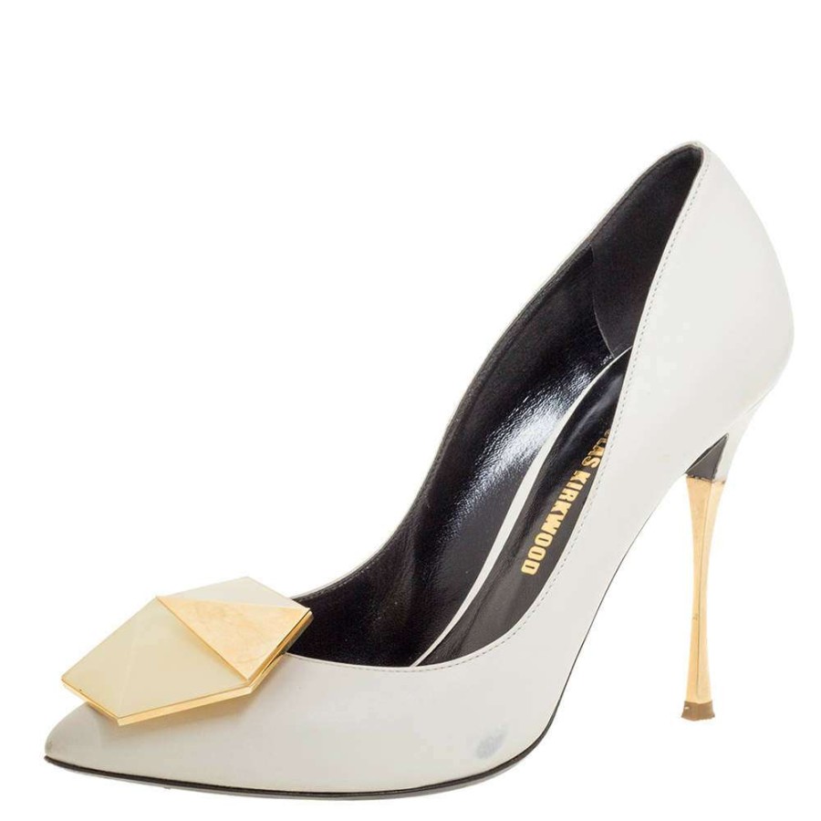 Women'S Shoes * | Nicholas Kirkwood Leather Hexagon Pointed Toe Pumps Size 36 For Women White