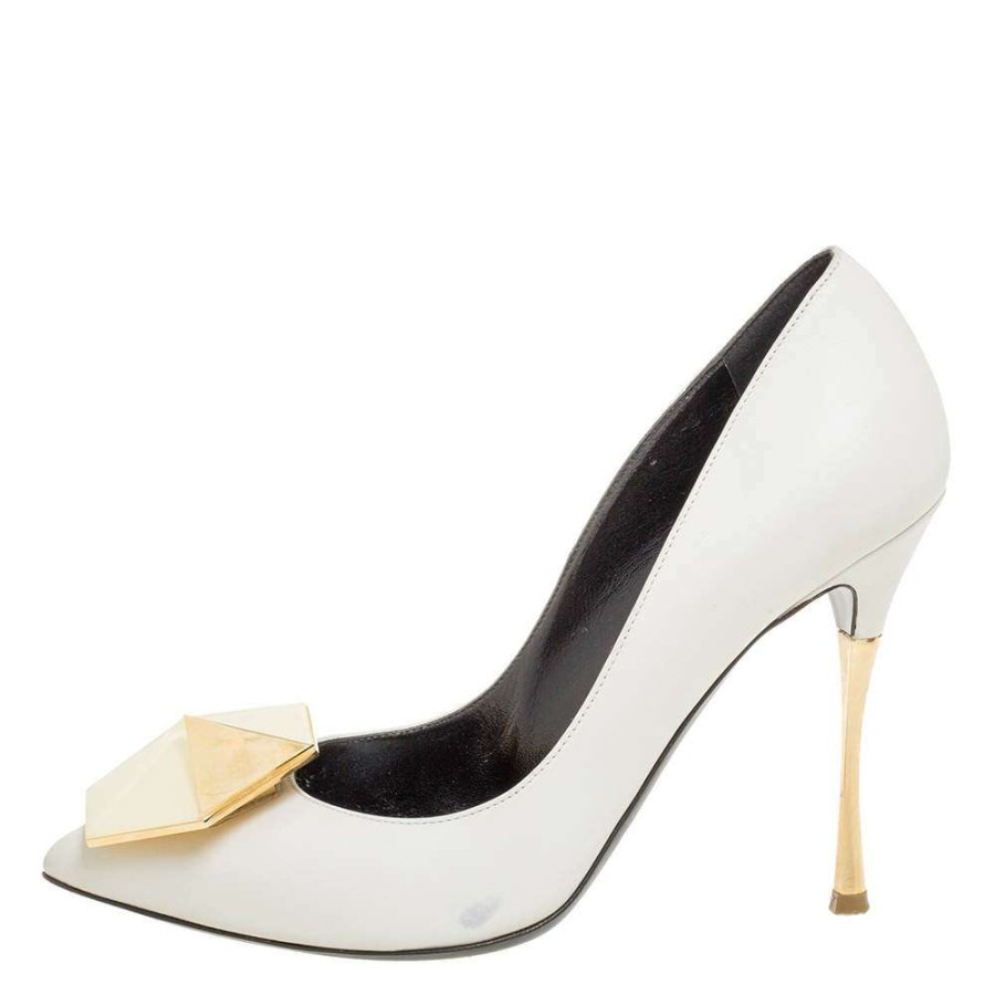 Women'S Shoes * | Nicholas Kirkwood Leather Hexagon Pointed Toe Pumps Size 36 For Women White