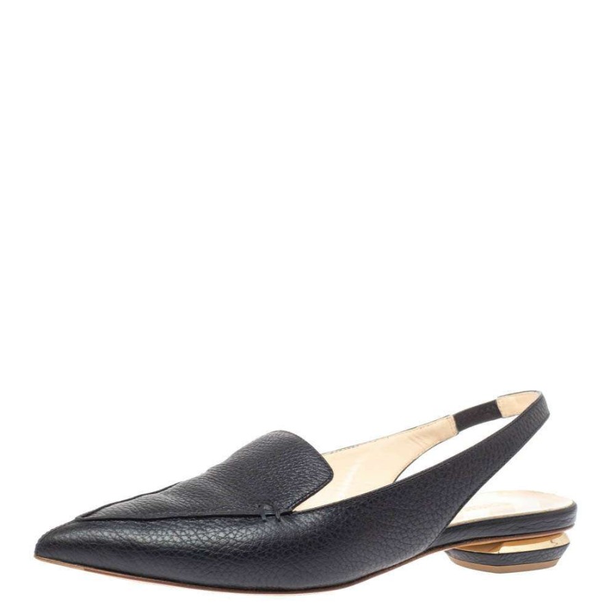 Women'S Shoes * | Nicholas Kirkwood Leather Beya Slingback Flats Size 39 For Women Black