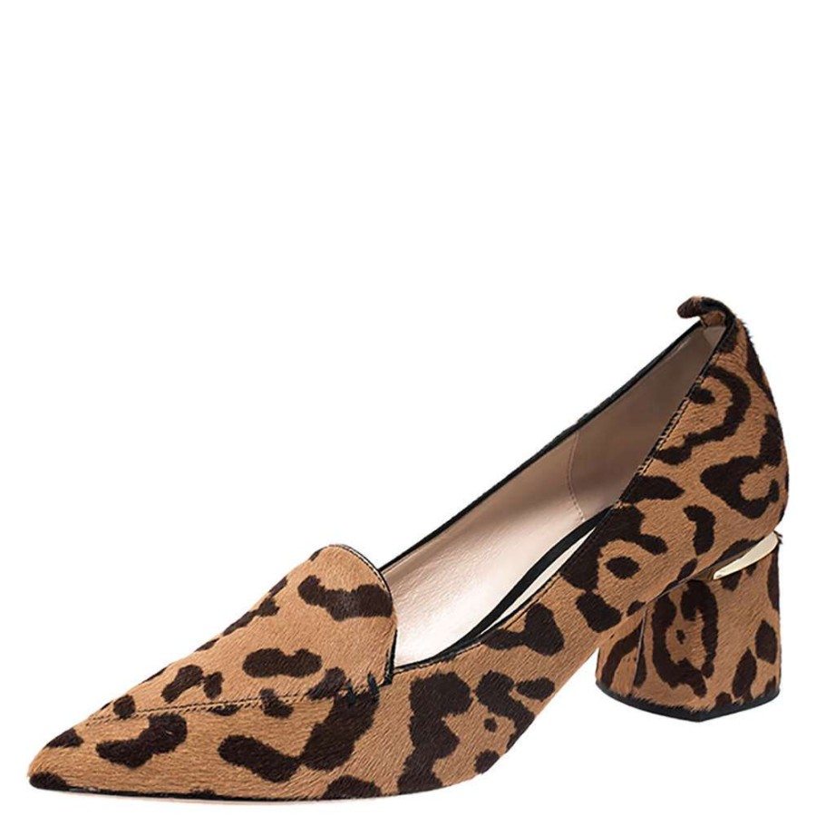 Women'S Shoes * | Nicholas Kirkwood Leopard Print Pony Hair Beya Pointed Toe Pumps Size 39.5 For Women Brown