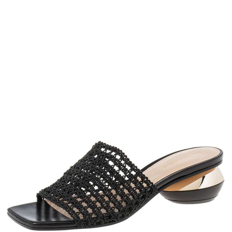 Women'S Shoes * | Nicholas Kirkwood Woven Fabric Alba Mule Sandals Size 38 For Women Black